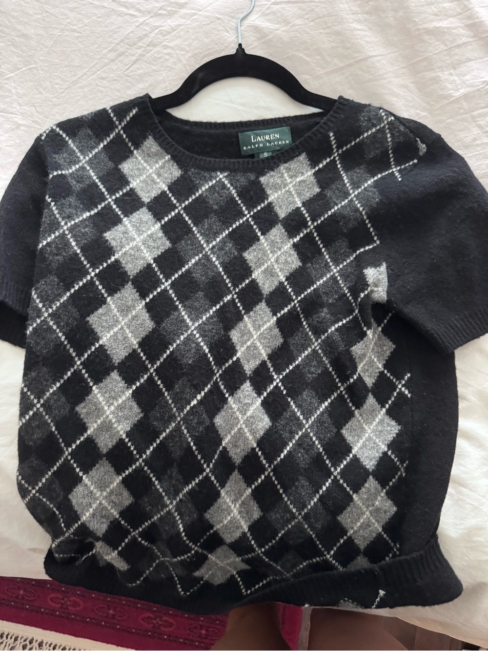 Vintage Ralph Lauren Black & Gray Argyle Crewneck Sweater
